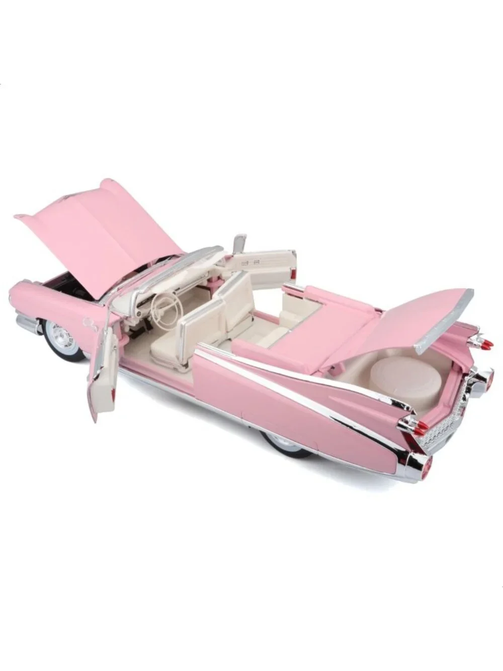 1959 Pink Cadillac Eldorado Biarritz Convertible Diecast Model Car - 1:18 Scale